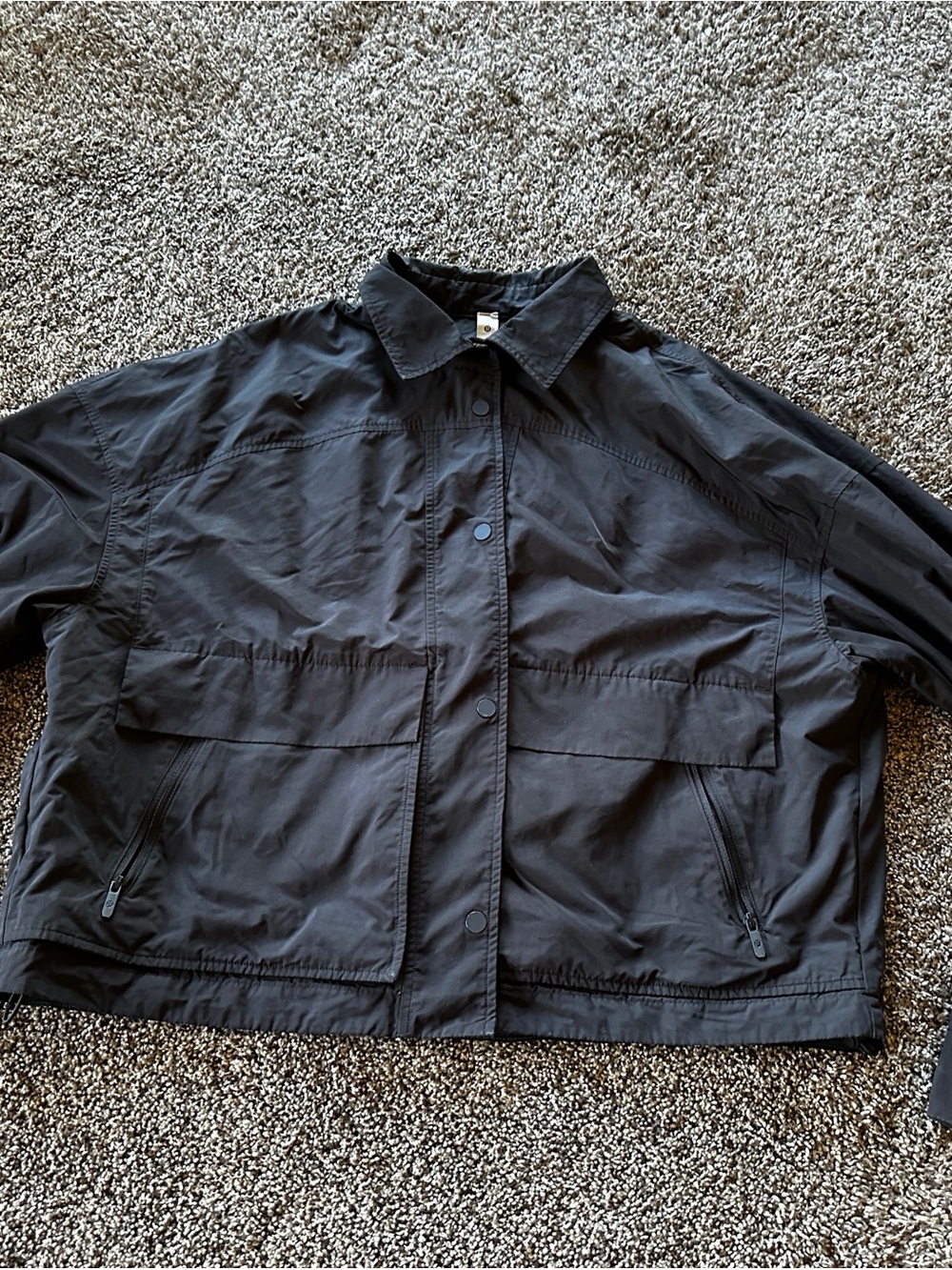 Lululemon Black size 8 Woman’s Lightweight Zip & Snap Jacket Active Rain Prep
